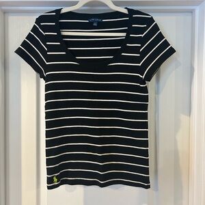 Ralph Lauren Black and White Striped Tee